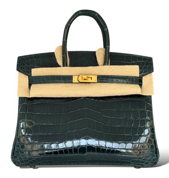 Hermes Birkin 25 Vert Cypress Shiny Croco GHW